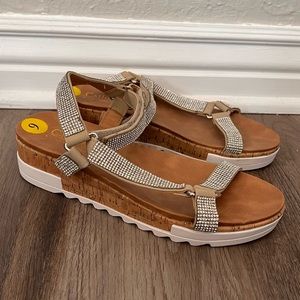 Platform rhinestone sandals